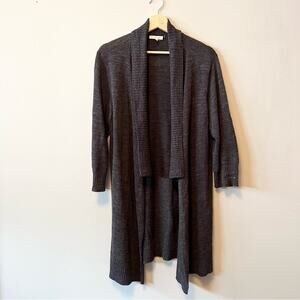 Eileen fisher grey duster cardigan sweater ribbed cotton fall winter